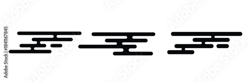 Cloud shape in traditional oriental style. Japanese, Korean, Thailand or Chinese ornament. Simple abstract windy form isolated on white background. Vector graphic illustration. 