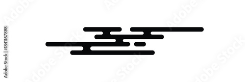 Cloud shape in traditional oriental style. Japanese, Korean, Thailand or Chinese ornament. Simple abstract windy form isolated on white background. Vector graphic illustration. 