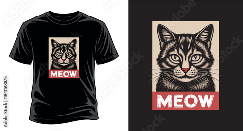 MEOW cat T-shirt design