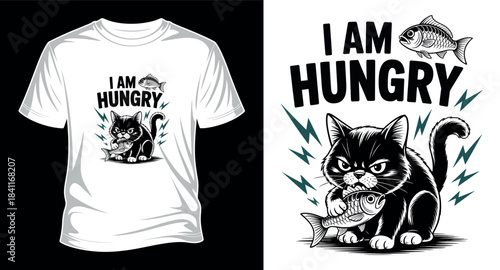 I am hungry cat T-shirt design