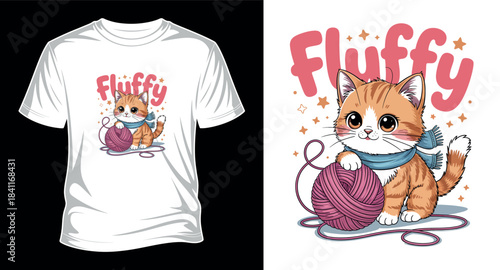 Fluffy cat T-shirt design