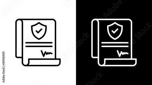 Insurance Contract White Icon Set Design