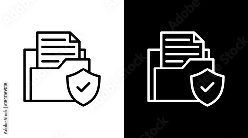 Insurance Folder White Icon Set Design