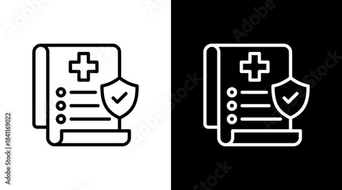 Health Policy White Icon Set Design