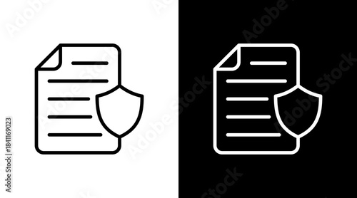 Shield Document White Icon Set Design