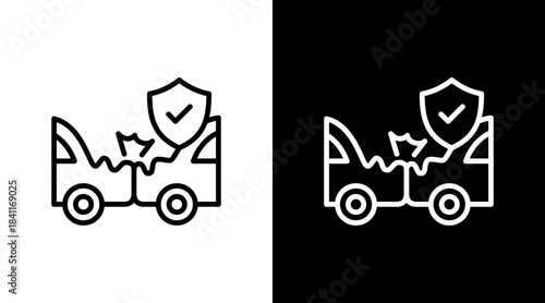 Car Accident Claim White Icon Set Design