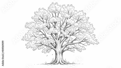 Minimalist Botanical Tree Illustration Line Art