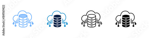 Cloud Database Multiple Style Icon Set Collection 