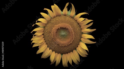 Sunflower Close-Up Illustration | Detailed Botanical Yellow Flower Artwork.