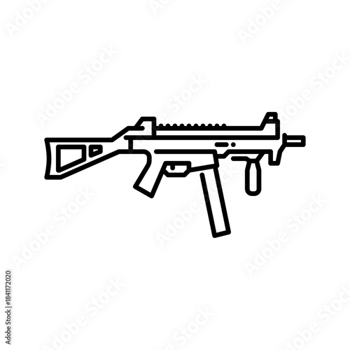 universal machine pistol outline icon. automatic gun black line illustration.