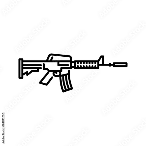 carbine rifle outline icon. firearm black line illustration.