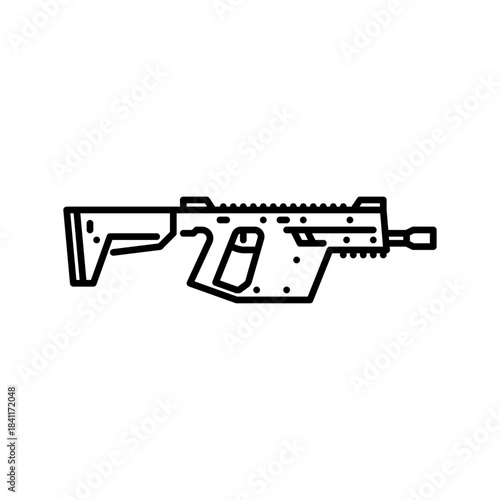 vector gun outline icon. firearm black line illustration.