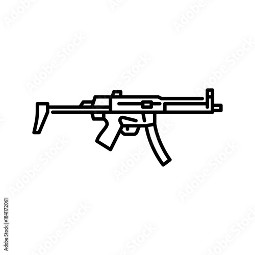 automatic rifle outline icon. assault rifle black line illustration.