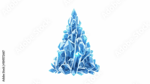 Vibrant blue crystal formation sparkling with icy facets, a majestic graphic cluster resembling a frozen abstract gemstone structure