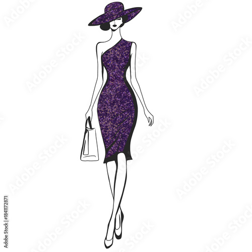Illustration of Woman Wearing Hat and Dress