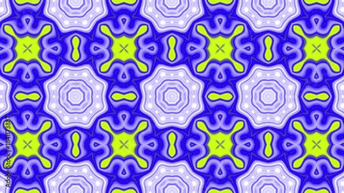 Blue and Light Purple Organic Pattern with Lime Accents – Abstract Fluid Decorative Loop