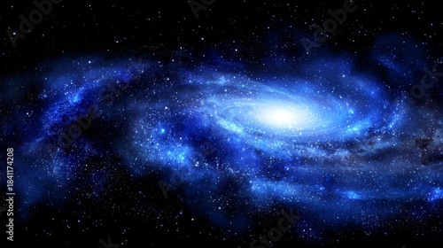 Wallpaper Mural Bright blue spiral galaxy rotating across deep outer space filled with shining distant stars. Torontodigital.ca