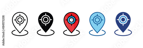 Current Location Icon Set Multiple Style Collection