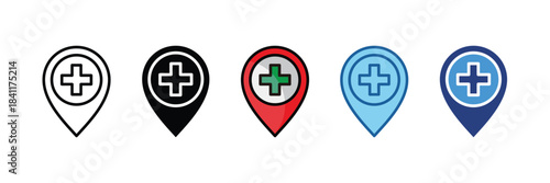 Pin Add Icon Set Multiple Style Collection