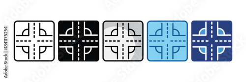 Road Intersection Icon Set Multiple Style Collection