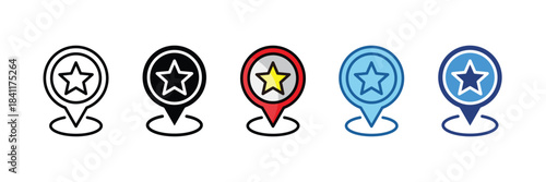 Navigation Star Icon Set Multiple Style Collection