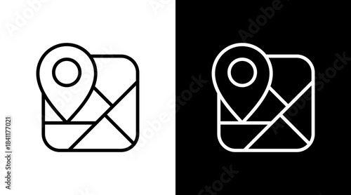 Street Map White Icon Set Design