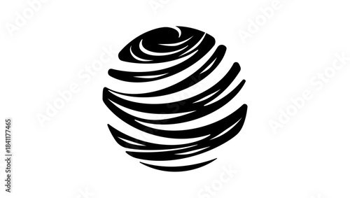 Neptune planet symbol, black isolated silhouette