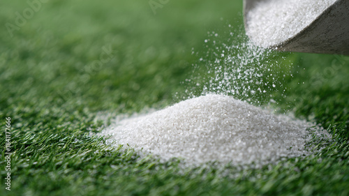 Artificial turf infill granule closeup green surface calm and focused