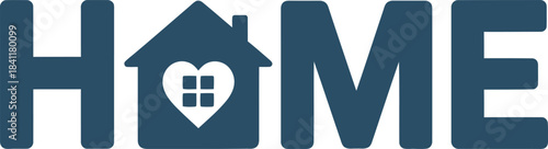 Home Blue Building Vector Typography With Roof Silhouette