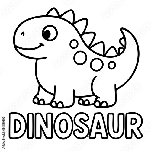 Cartoon Dinosaur Illustration: A cheerful cartoon dinosaur, with endearing features. Perfect for children's activities and educational purposes. 