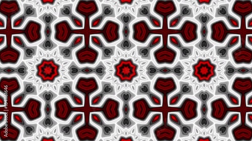 Red and Gray Organic Floral Pattern – Abstract Symmetric Decorative Loop