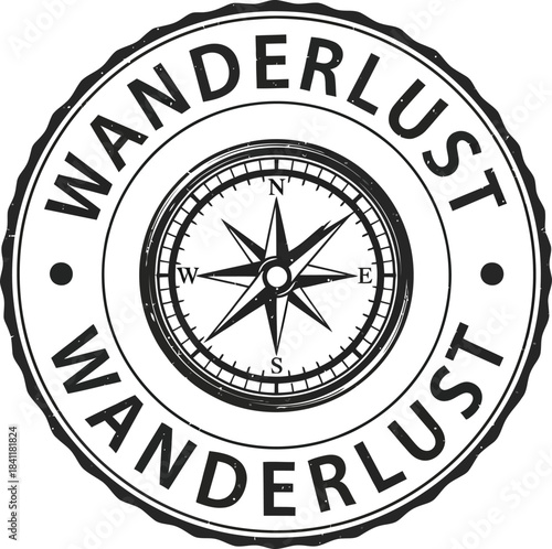 Wanderlust Travel Badge Vector Typography With Compass