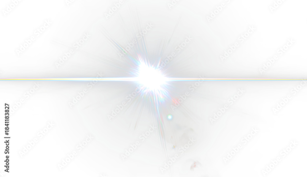 Fotografie bright light flare with starburst rays on transparent background, glowing sun flash with optical effect