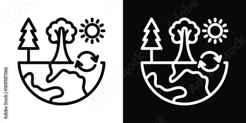 Environmental Impact Icon White And Black Background Style