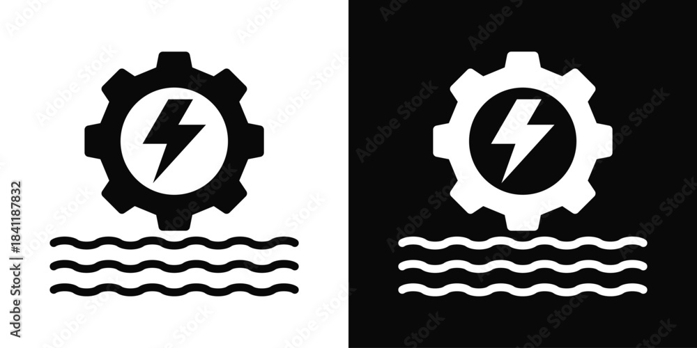 Obraz premium hydropower Icon White And Black Background Style
