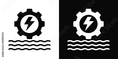 hydropower Icon White And Black Background Style