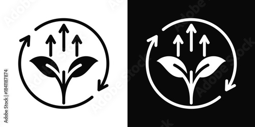 Sustainable Development Icon White And Black Background Style