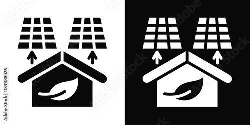 Green House Icon White And Black Background Style