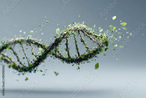 Detailed Realistic Green Plant DNA Structure Science Concept Illustration