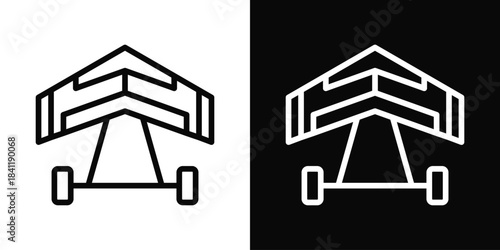 Hang Gliding Icon White And Black Background Style