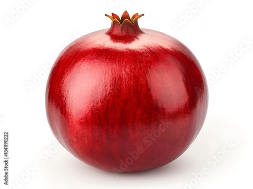 Whole Red Pomegranate Fruit Isolated on White Background