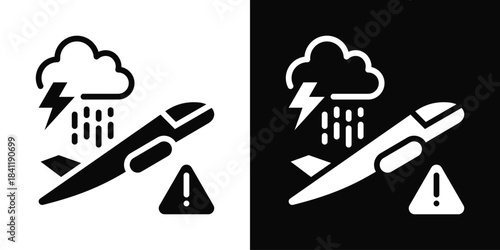 Flight Icon White And Black Background Style