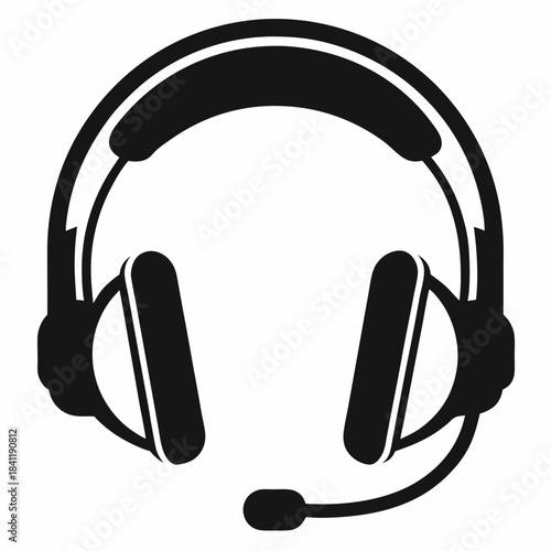 Headset icon black and white support customer service communication technology