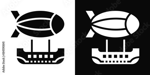 Airship Icon White And Black Background Style