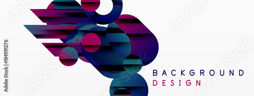 Abstract geometric shapes, vibrant colors, dynamic composition. Modern design elements create interesting visual texture.