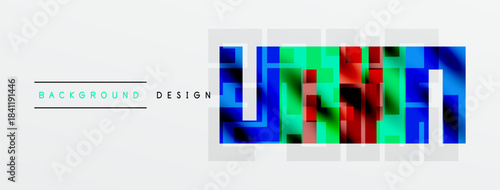 Abstract geometric pattern. Vibrant squares form colorful design over white background. Text labels background and design.