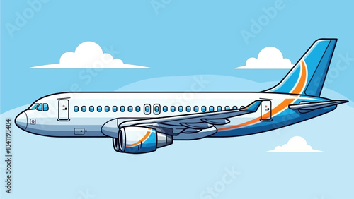 Cartoon Passenger Airplane Side View – Colorful Aviation Vector Illustration
