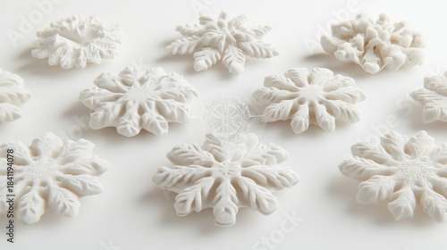 Wallpaper Mural examine decorative snowflakes on white background, +winter theme Torontodigital.ca