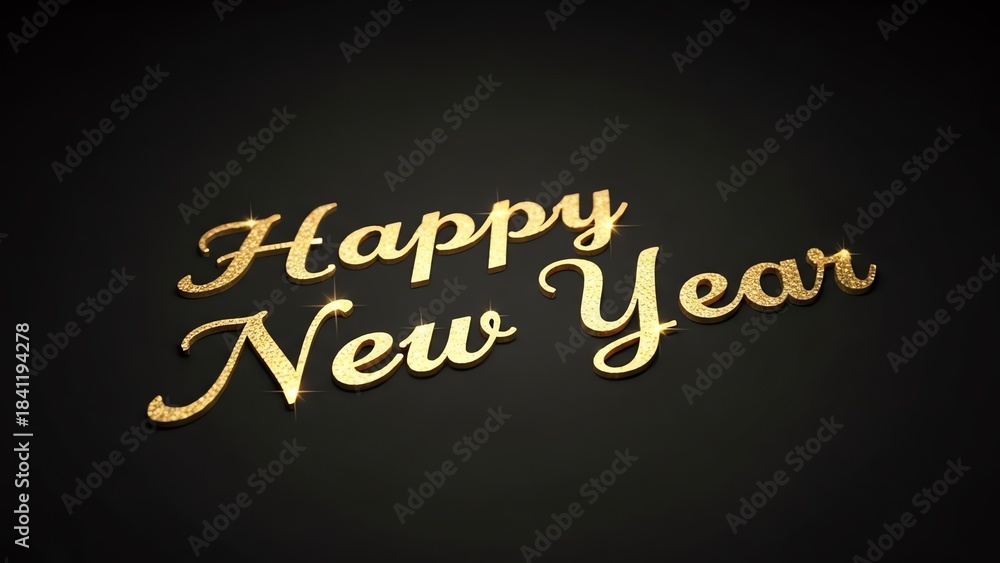 Obraz premium Happy New Year text with gold glitter effect
