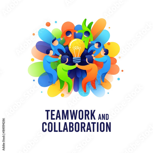 abstract colorful background showing Teamwork and Collaboration 